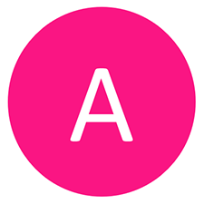 Pink circle containing the letter A