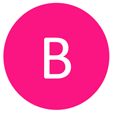 Pink circle containing the letter B