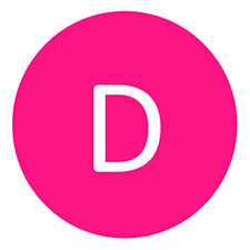 Pink circle containing the letter D