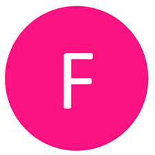 Pink circle containing the letter F