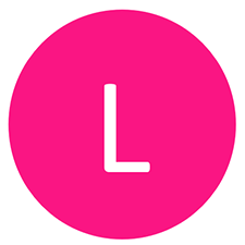 Pink circle containing the letter L