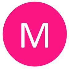 Pink circle containing the letter M