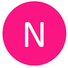 Pink circle containing the letter N