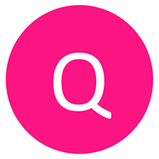 Pink circle containing the letter Q