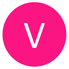 Pink circle containing the letter V