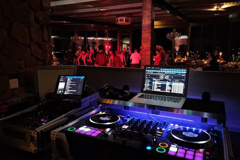 Professional DJ booth and sound equipment setup at a private event in Johannesburg by Cream Cheese Premier DJs & Events