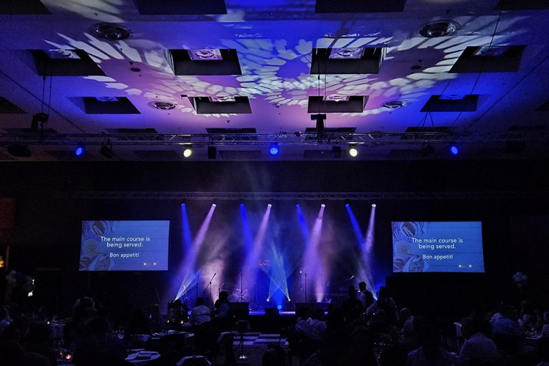 Professional stage lighting and AV production setup for a corporate event in Johannesburg by Cream Cheese Premier DJs & Events