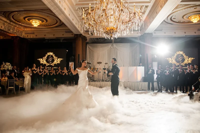 Wedding first dance with dry ice effect and premium wedding entertainment by Cream Cheese Premier DJs & Events